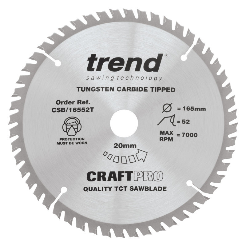 Craft saw blade 165mm x 52 teeth x 20 thin