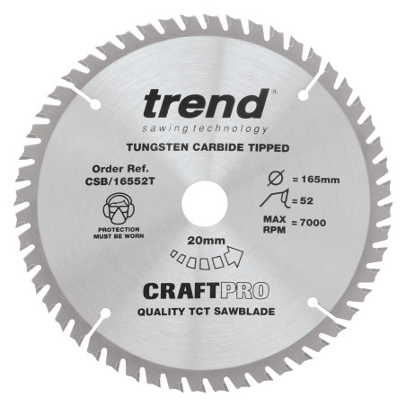Craft saw blade 165mm x 52 teeth x 20 thin