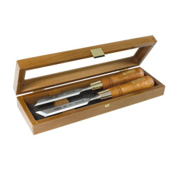 Set of skew chisels in wooden box 6mm