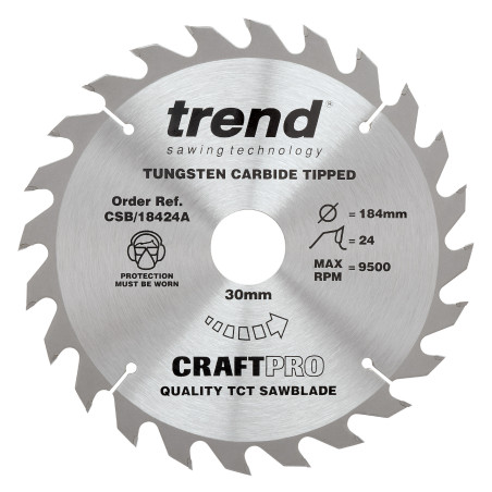 Craft saw blade 184mm x 24 teeth x 30mm