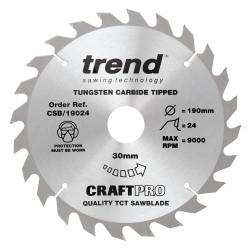 Trend Craft Pro 190mm diameter 30mm bore 24 tooth