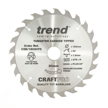 Craft saw blade 190mm x 24 teeth x 30 x 1.55 for DCS575