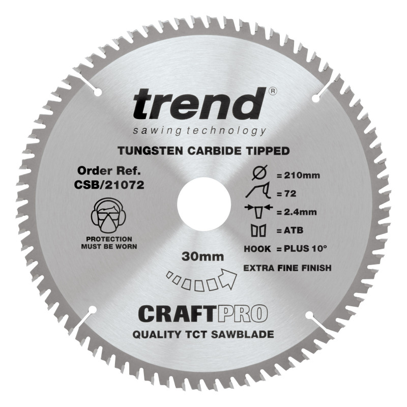 Craft saw blade 210mm x 72 teeth x 30mm