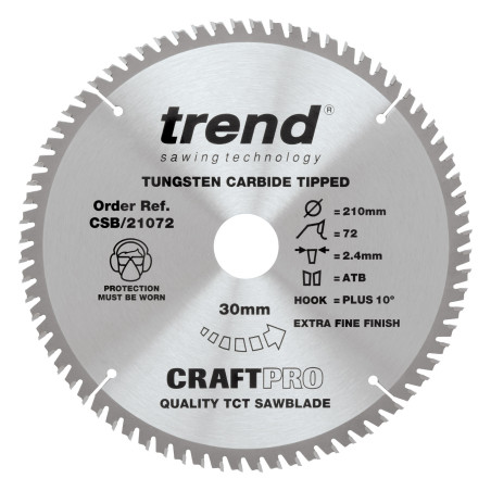 Craft saw blade 210mm x 72 teeth x 30mm