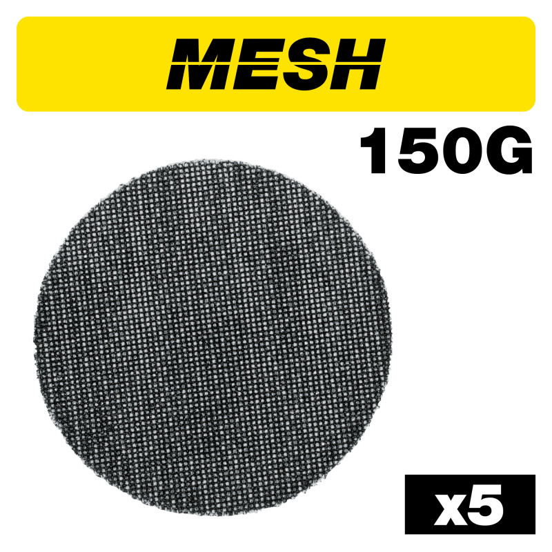 Mesh Random Orbital Sanding Disc 5pc 125mm 150 grit