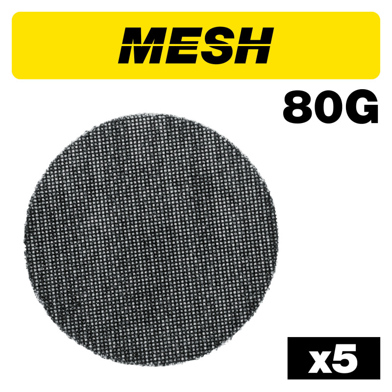 Mesh Random Orbital Sanding Disc 5pc 125mm 80 grit