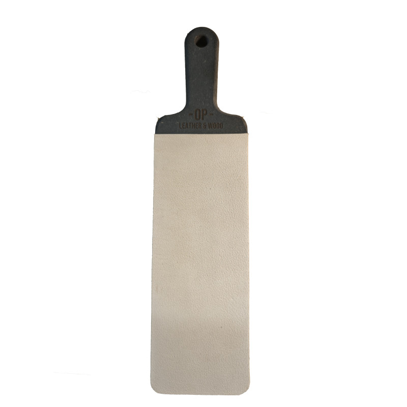 Hand leather strop for honing with holder