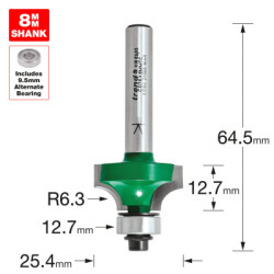 Rounding over 6.3mm radius x 12.7mm cut