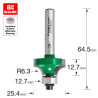 Rounding over 6.3mm radius x 12.7mm cut