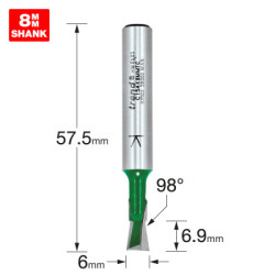 Dovetail 6.0mm diameter x 98 degrees two flute