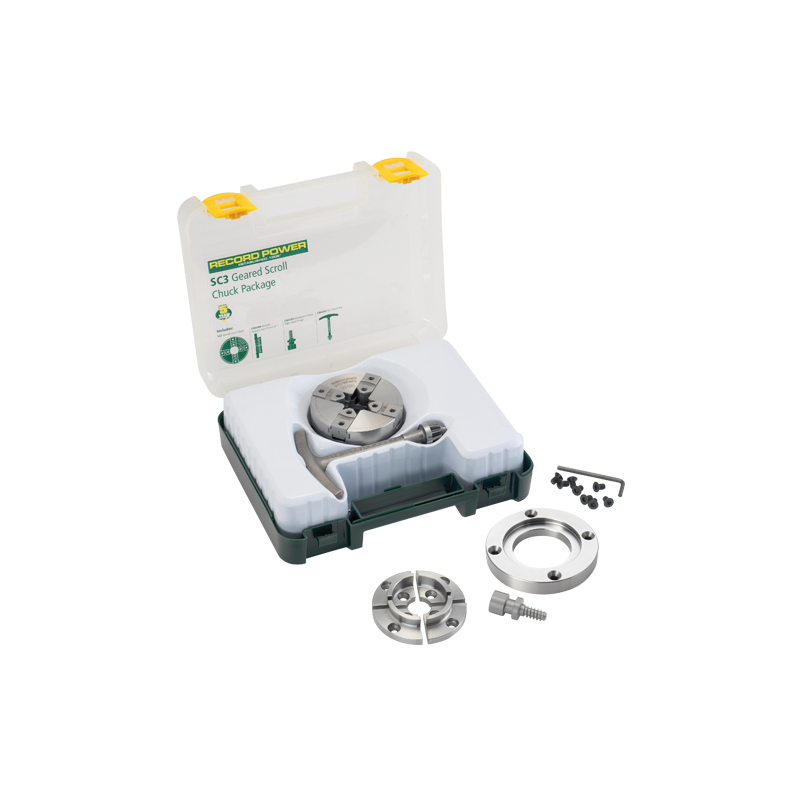SC3 Geared Scroll Chuck Package with 3" Faceplate, M33 x 3.5