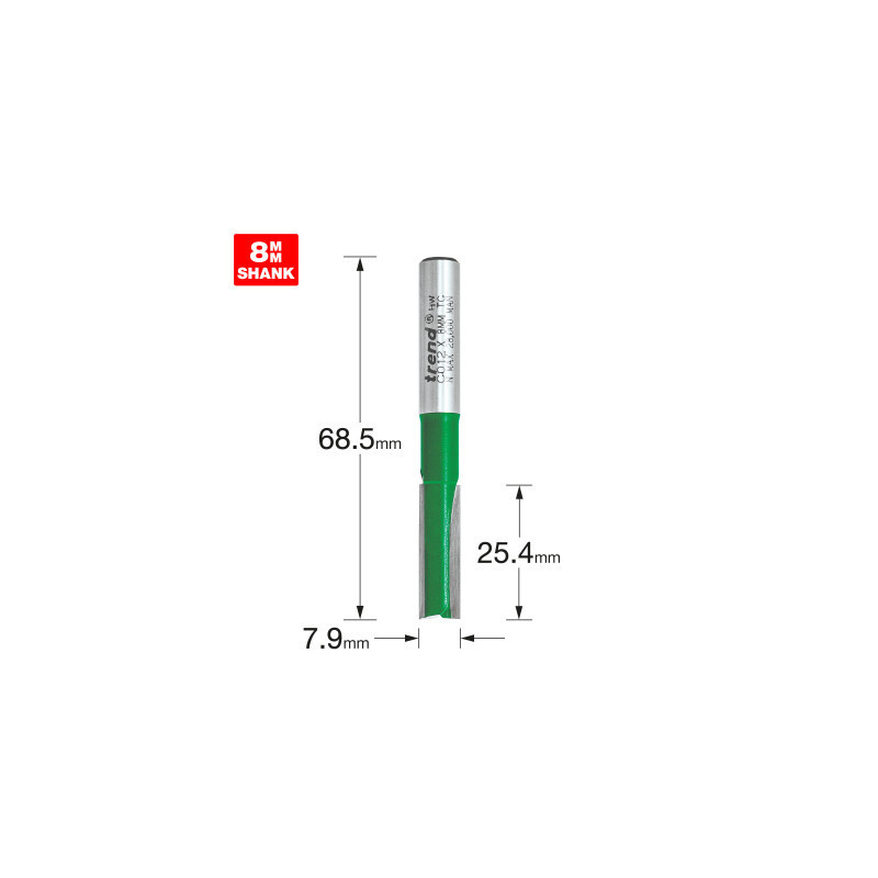 Trend rak fräs Ø 7 9 mm 8 mm skaft