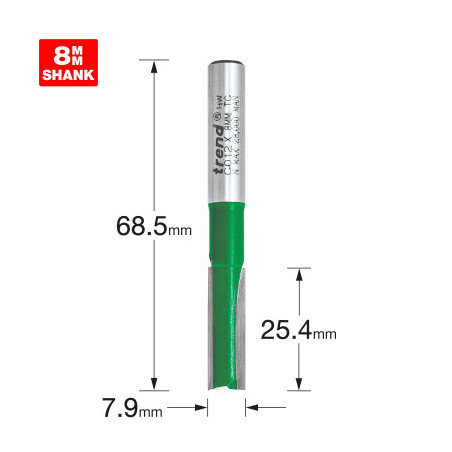 Trend rak fräs Ø 7 9 mm 8 mm skaft