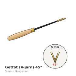 Getfot (V-järn) 45° 5 mm Acorn – illustration