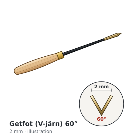 Henry Taylor Acorn 60° V-Parting Tool 2 mm – illustration