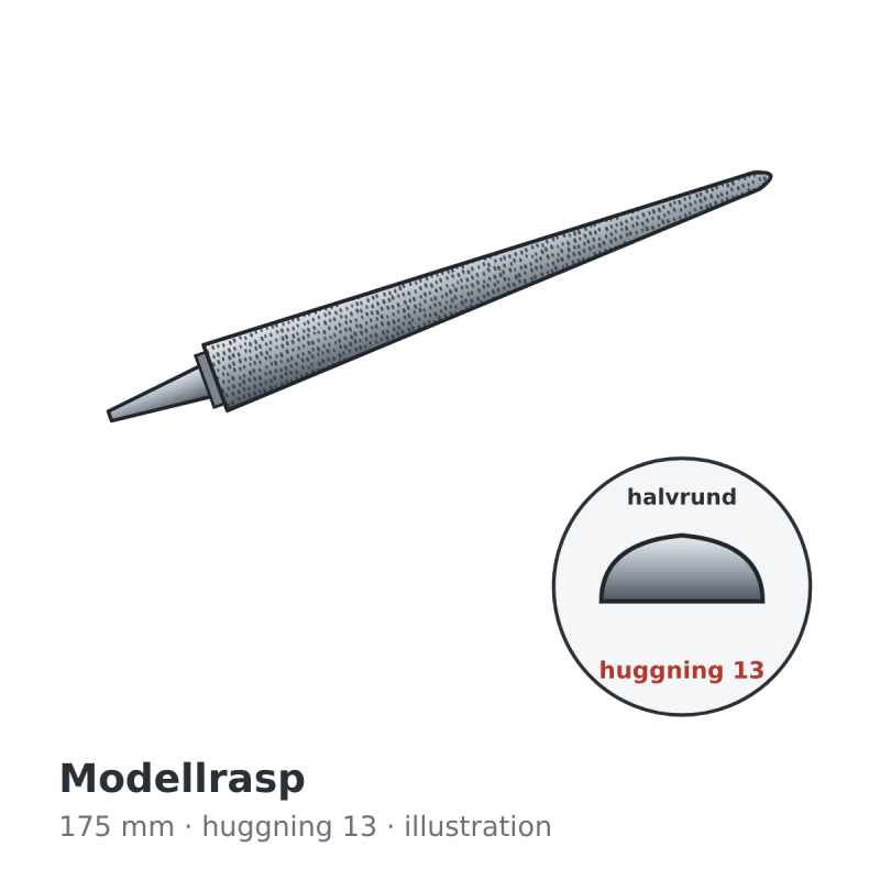 Auriou Modeller's Rasp 175 mm (7 in) Grain 13 – illustration