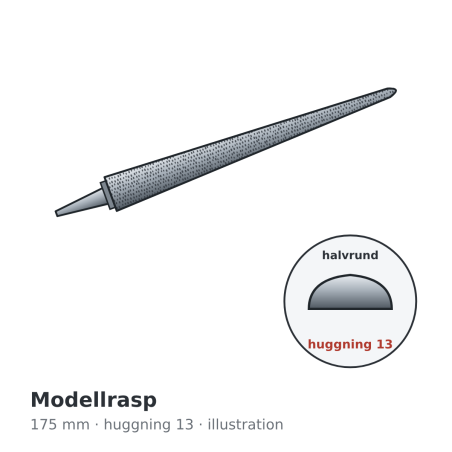 Auriou Modeller's Rasp 175 mm (7 in) Grain 13 – illustration