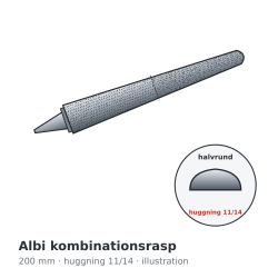 Auriou Albi kombinationsrasp 200 mm (8 tum) huggning 11/14 – illustration