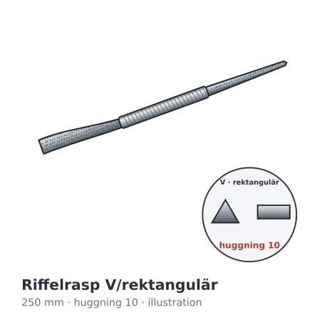 Auriou Riffler Rasp 250 mm V-Shape/Rectangular Grain 10 – illustration