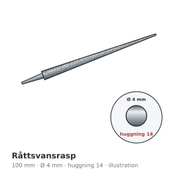 Auriou avsmalnande råttsvansrasp 100 mm Ø 4 mm huggning 14 – illustration