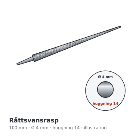 Auriou Tapered Rat Tail Rasp 100 mm Grain 14 – illustration