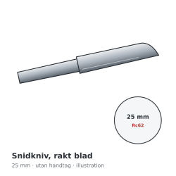 Hock snidkniv 25 mm rakt blad utan handtag – illustration