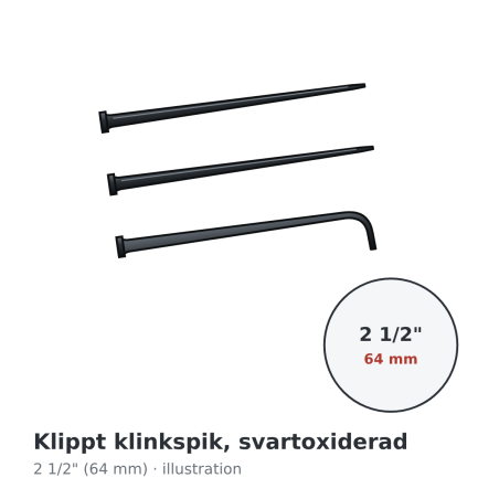 Tremont klippt klinkspik 2 1/2 tum (64 mm) svartoxiderad – illustration