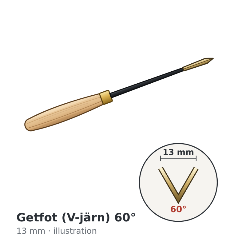 Henry Taylor Acorn 60° V-Parting Tool 13 mm – illustration
