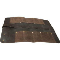 Connell Brown Suede Chisel Roll, 8 Pockets