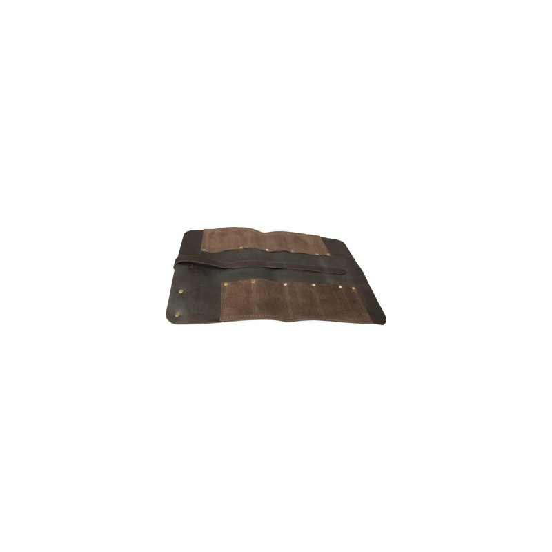 Connell Brown Suede Chisel Roll, 8 Pockets