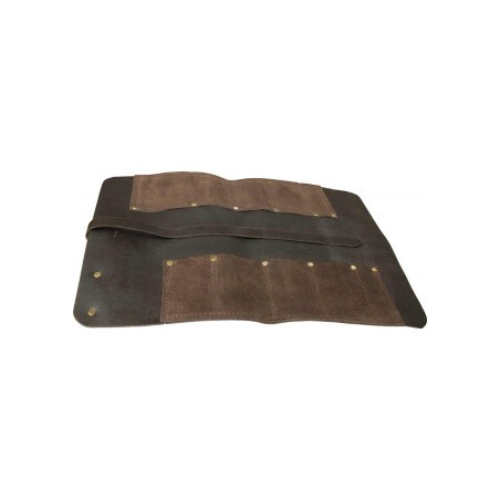 Connell Brown Suede Chisel Roll, 8 Pockets