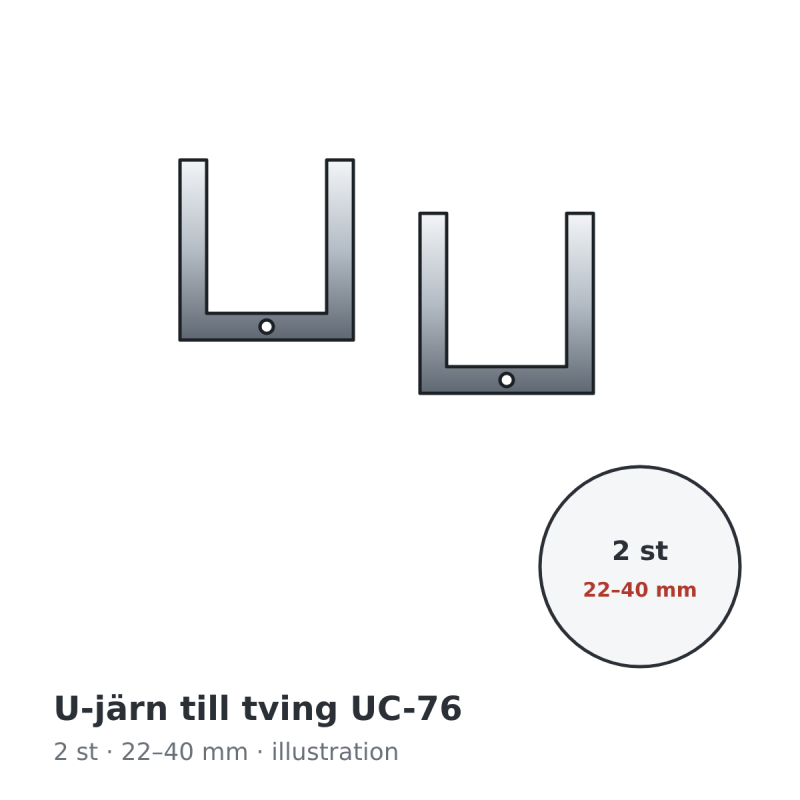 Dubuque U-järn till tving UC-76, 2 st, 22–40 mm – illustration