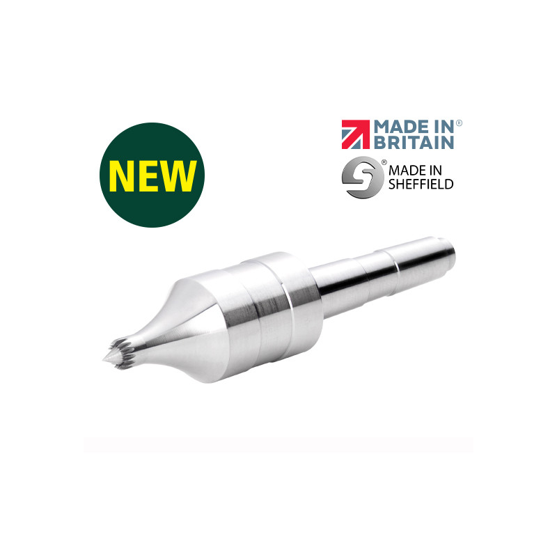 Record Power Coronet Falcon 10 mm (3/8") Multi-Tooth Sprung Point Live Centre, 2MT