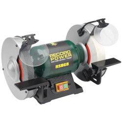 Record Power RSBG8 8" Bench Grinder with 40 mm White Stone, 230 V Euro Plug
