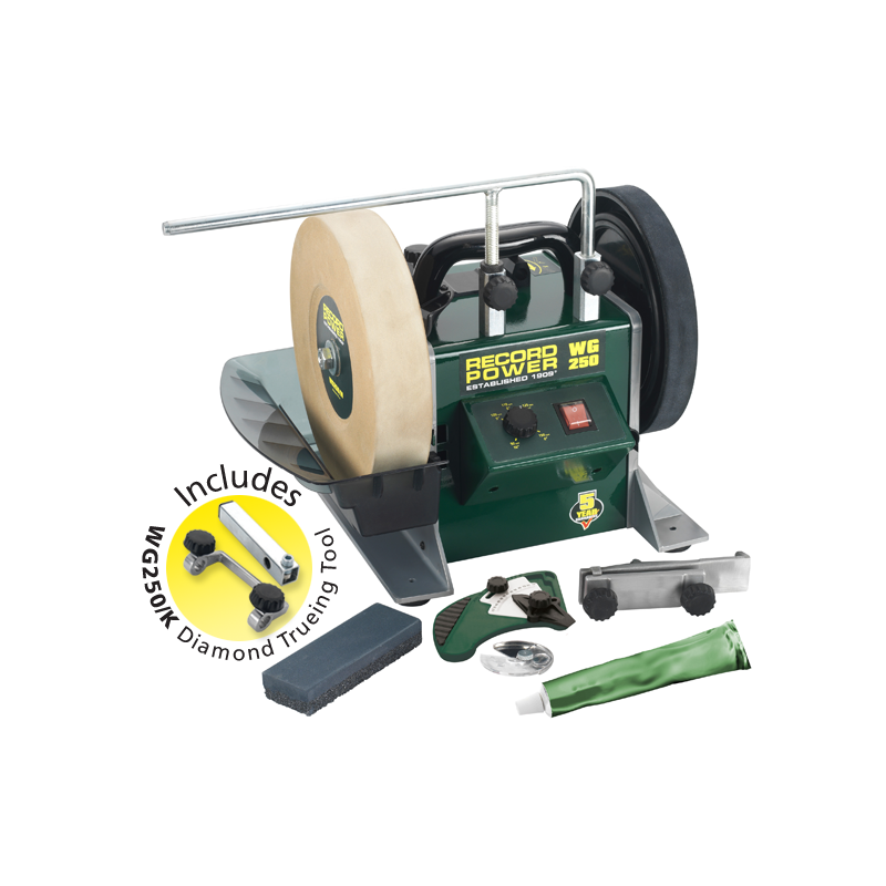 Record Power WG250 10" våtslipmaskin, paket med tillbehör, 230 V