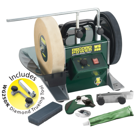 Record Power WG250 10" våtslipmaskin, paket med tillbehör, 230 V