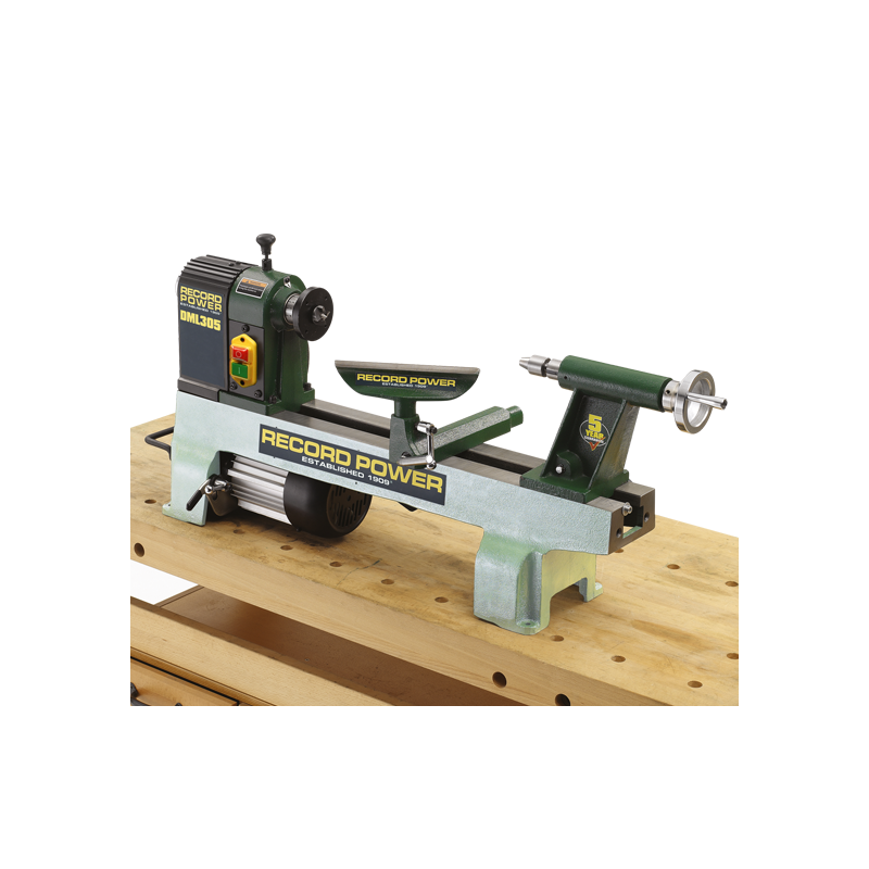 Record Power DML305 Cast Iron 6 Speed Midi Lathe, M33 × 3.5, 2MT, 230 V, Euro Plug