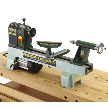 Record Power DML305 Cast Iron 6 Speed Midi Lathe, M33 × 3.5, 2MT, 230 V, Euro Plug