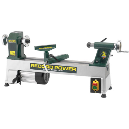 Record Power DML250 Cast Iron 10" Mini Lathe, 230 V, Euro Plug
