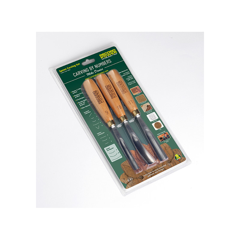 Record Power Carving by Numbers Spoon Carving Set, 3 Piece