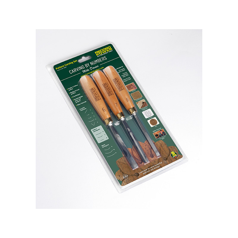 Record Power Carving by Numbers Pattern Carving Set, 3 Piece