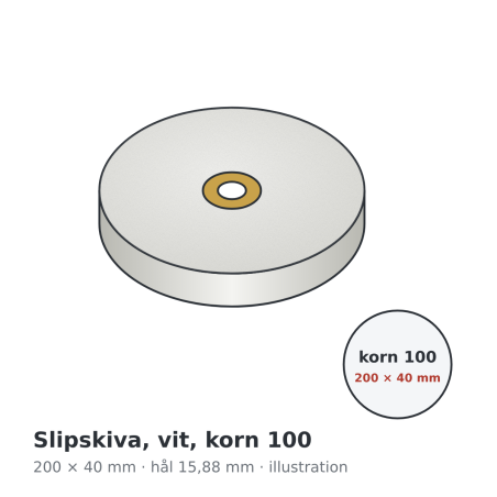 Record Power Grinding Wheel White 200 x 40 x 15.88 mm, 100 Grit – illustration